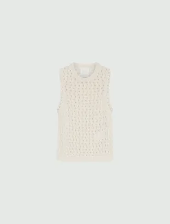 Top in cotone mouliné - BIANCO LANA