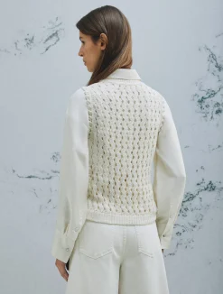 Top in cotone mouliné - BIANCO LANA