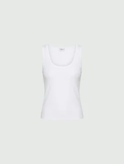Top in jersey a costine - BIANCO