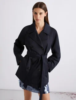 Trench in cotone tecnico - BLU