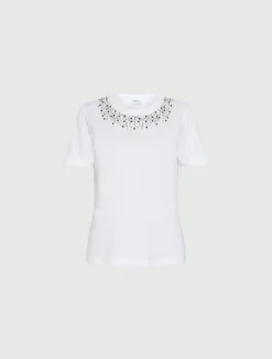 T-shirt con dettagli gioiello - BIANCO OTTICO
