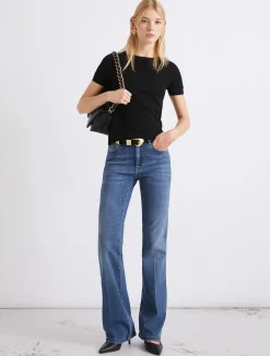 T-shirt in maglia pizzo ultra light - NERO