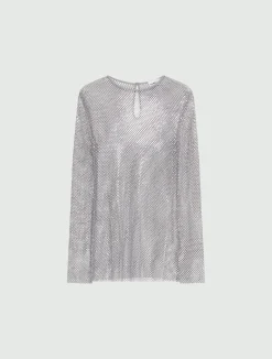 T-shirt in rete strass - GRIGIO