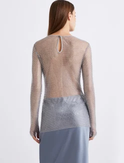 T-shirt in rete strass - GRIGIO